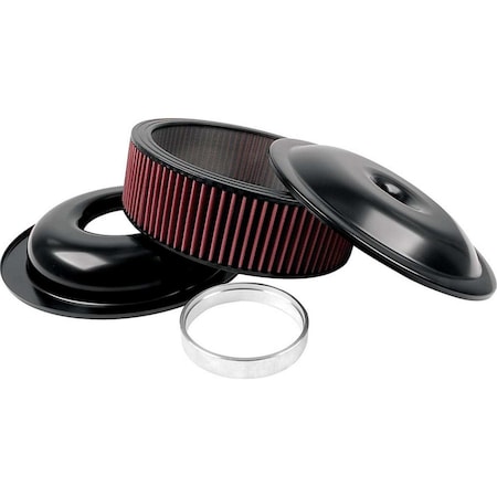 Allstar Performance 14 in. Air Cleaner Kit with Washable Element - 4 in. - Black ALL25923